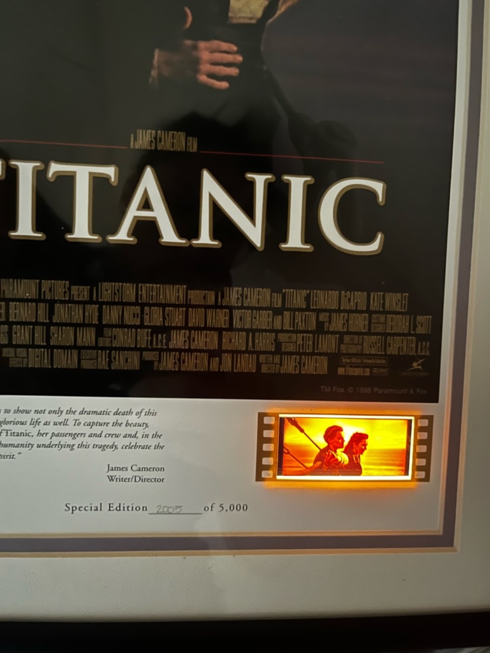 1998 TITANIC Limited Edition Light-Up Lithograph #2005/5000 | 35mm Film Cell - Picture 9 of 11